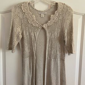 Christopher and Banks beige short sleeve cardigan